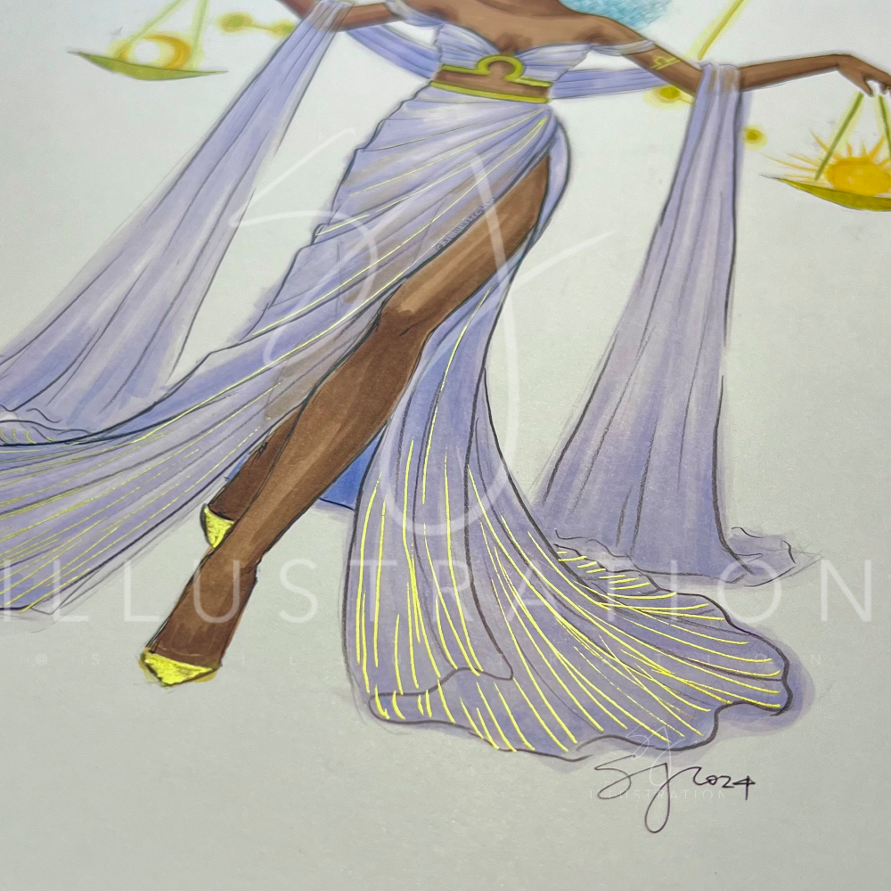 Libra (Version 2)  |  Zodiac Fashion Illustration (ORIGINAL)