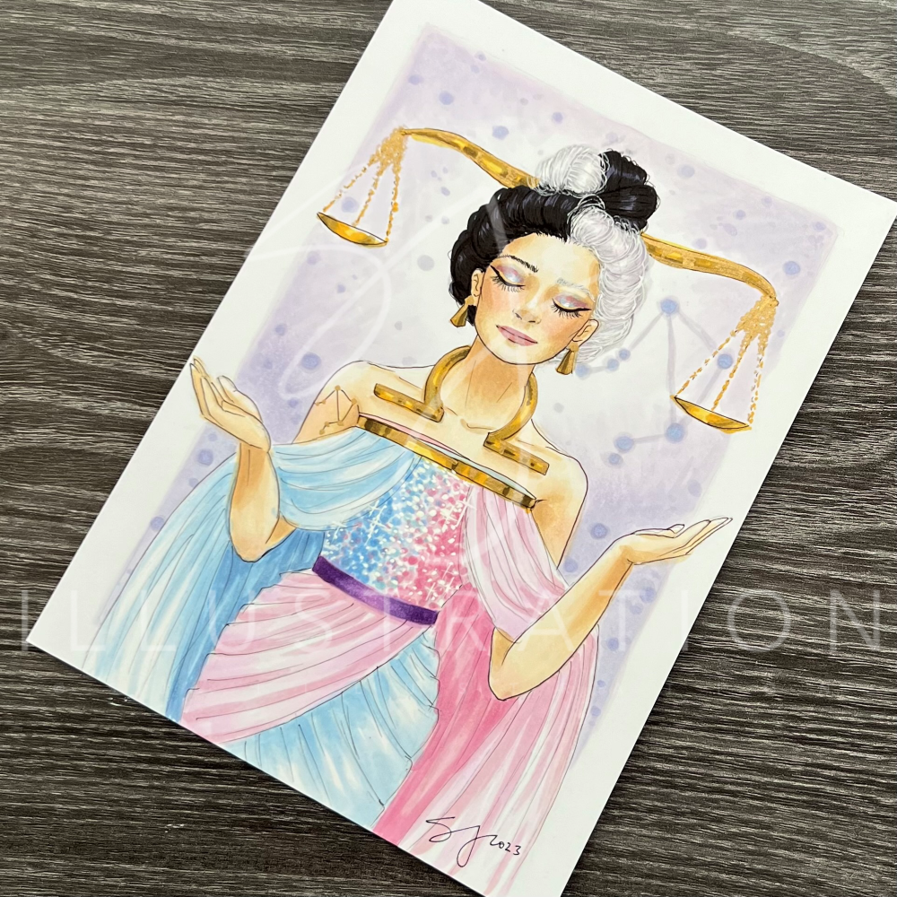 Libra  |  Zodiac Fashion Illustration (ORIGINAL)