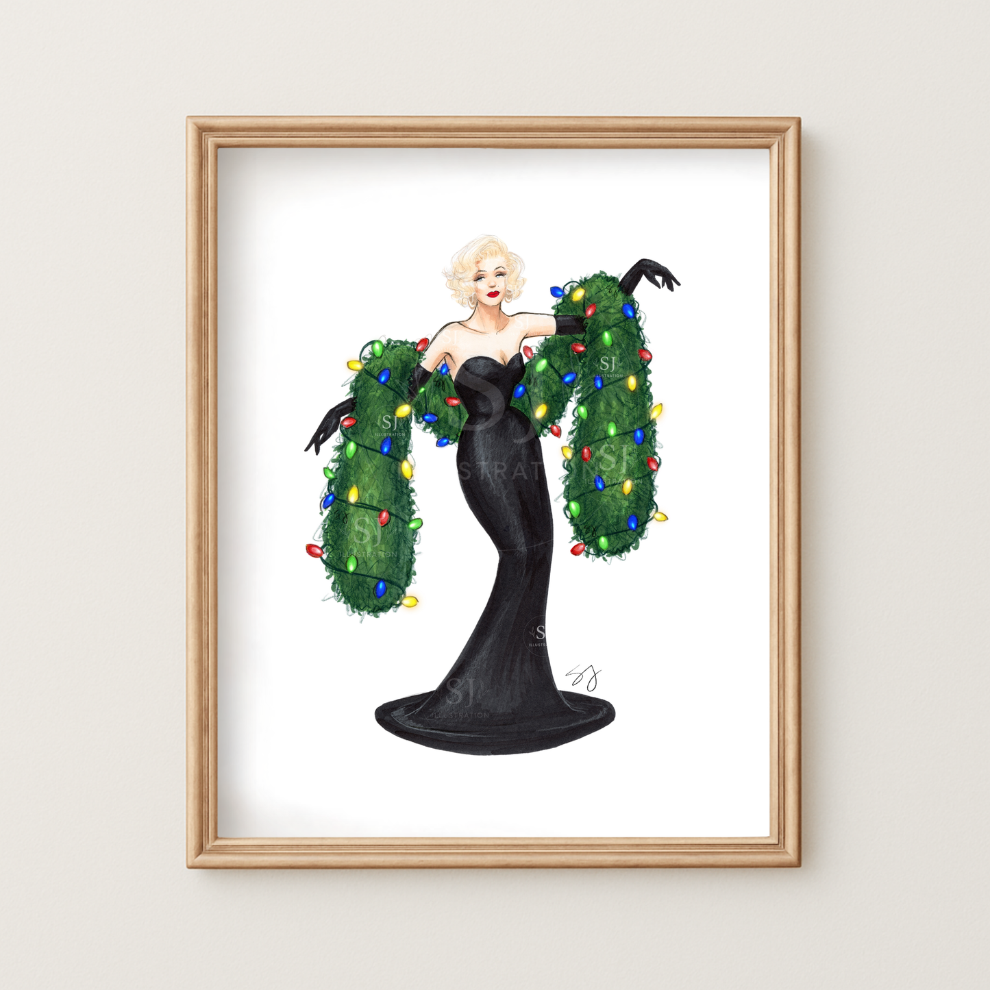 Lit Up For the Holidays  |  Whimsical Winter Holiday Fashion Illustration (ART PRINT)