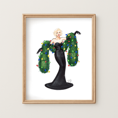 Lit Up For the Holidays  |  Whimsical Winter Holiday Fashion Illustration (ART PRINT)