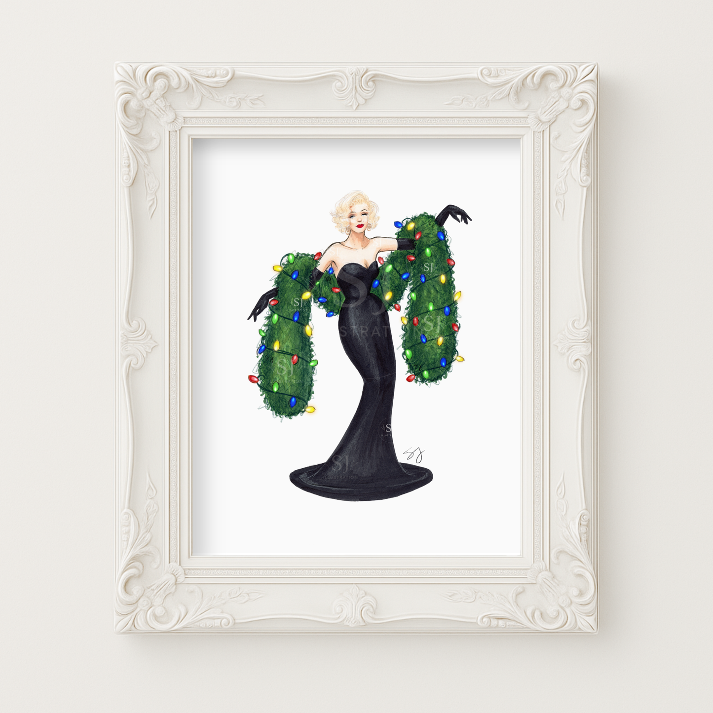 Lit Up For the Holidays  |  Whimsical Winter Holiday Fashion Illustration (ART PRINT)