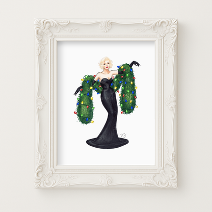 Lit Up For the Holidays  |  Whimsical Winter Holiday Fashion Illustration (ART PRINT)