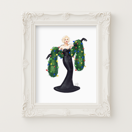 Lit Up For the Holidays  |  Whimsical Winter Holiday Fashion Illustration (ART PRINT)