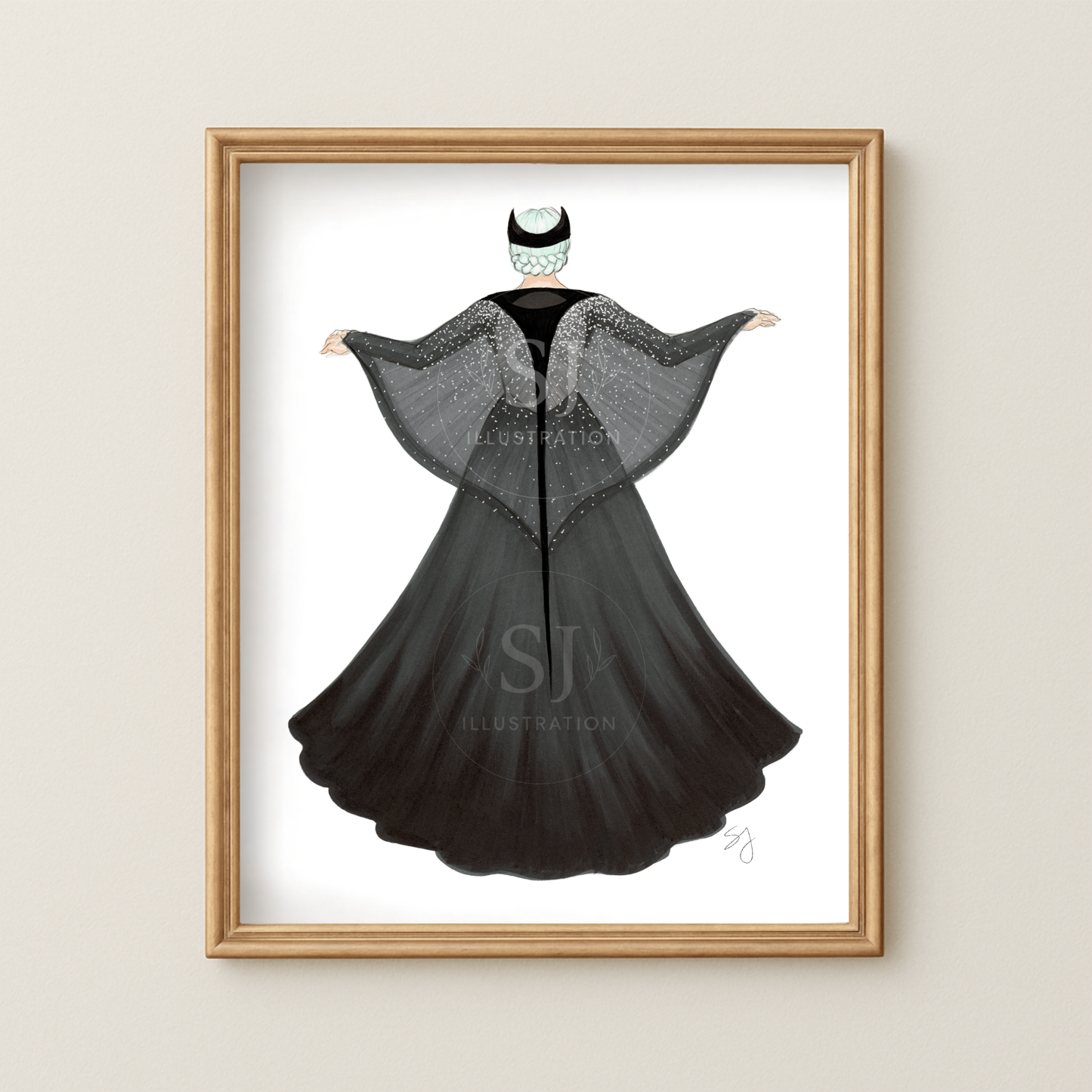 Manta Ray Cape |  Whimsical Fashion Illustration (EMBELLISHED PRINT)