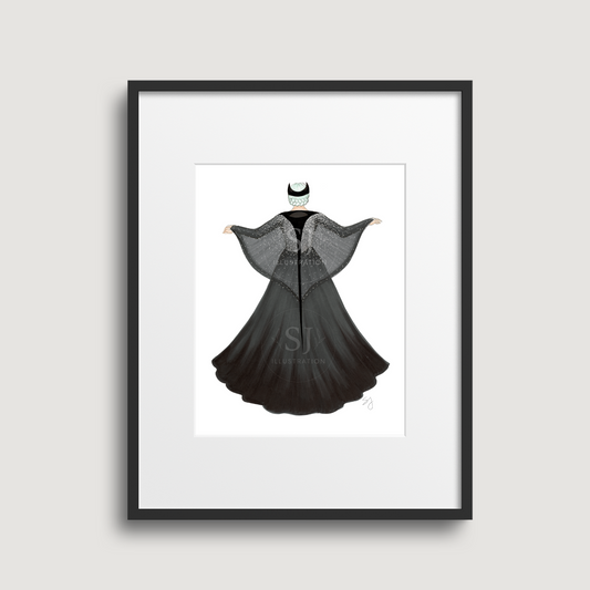 Manta Ray Cape |  Whimsical Fashion Illustration (EMBELLISHED PRINT)