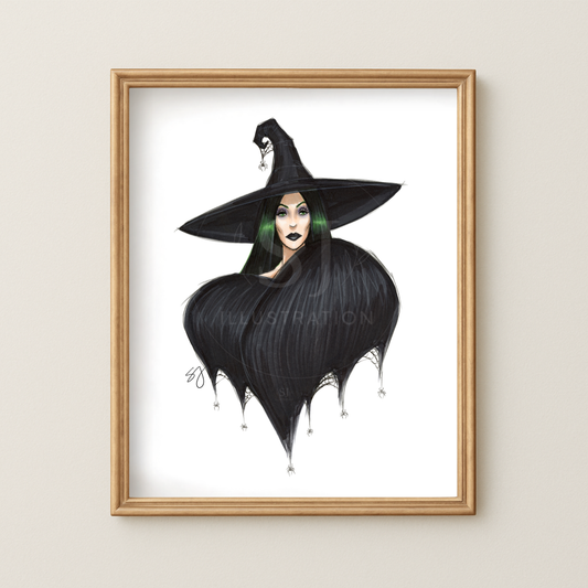 Monochrome Noir  |  Witchy Halloween Fashion Illustration (ART PRINT)