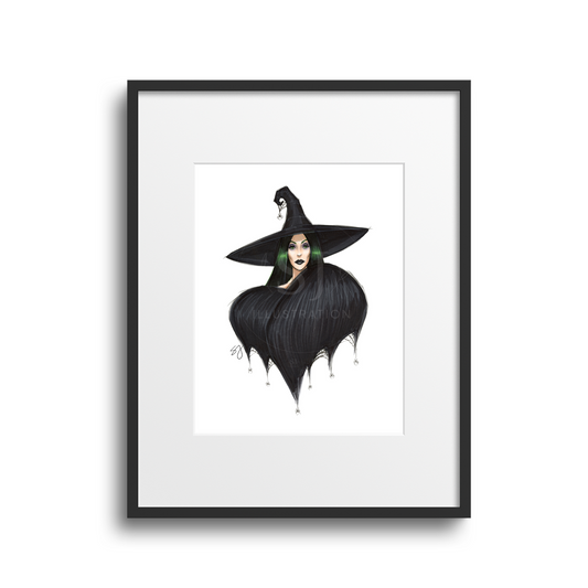 Monochrome Noir  |  Witchy Halloween Fashion Illustration (ART PRINT)