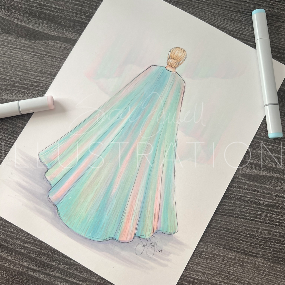 Opal Cape (October Birthstone)  |  Fun Fashion Illustration (ORIGINAL)