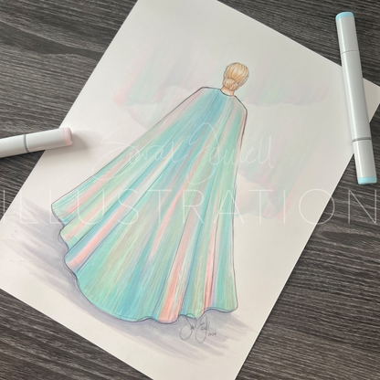 Opal Cape (October Birthstone)  |  Fun Fashion Illustration (ORIGINAL)