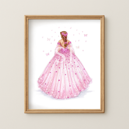 Pink Floral Ballgown  |  Fashion Illustration (ART PRINT)