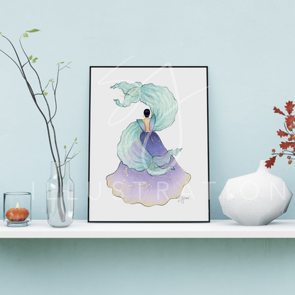 Pisces (series 1)  |  Zodiac Fashion Illustration (ART PRINT)
