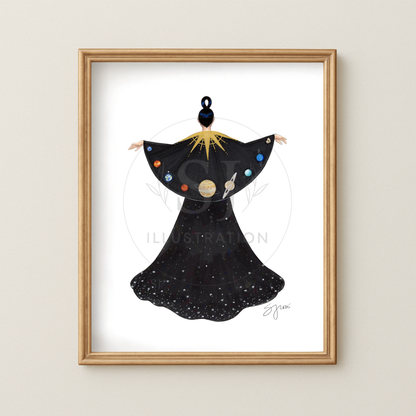 Planetary Alignment  |  Cosmic Fashion Illustration (EMBELLISHED PRINT)