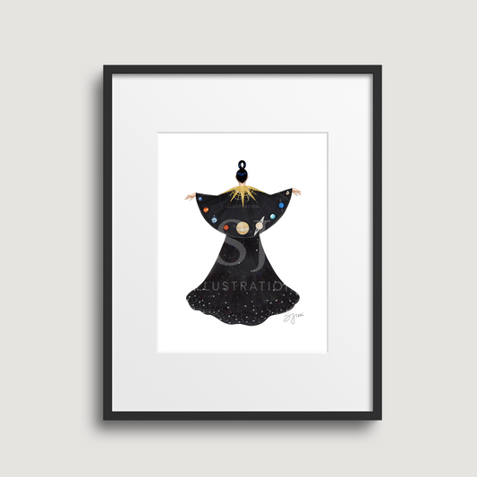 Planetary Alignment  |  Cosmic Fashion Illustration (EMBELLISHED PRINT)