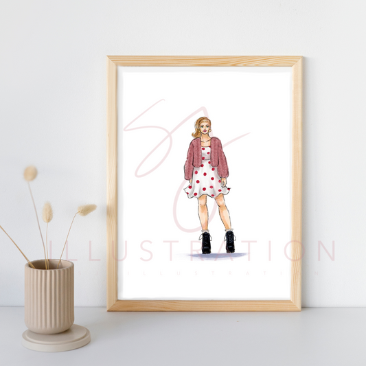 Polka Dots and Combat Boots  |  Casual Fashion Illustration (EMBELLISHED PRINT)