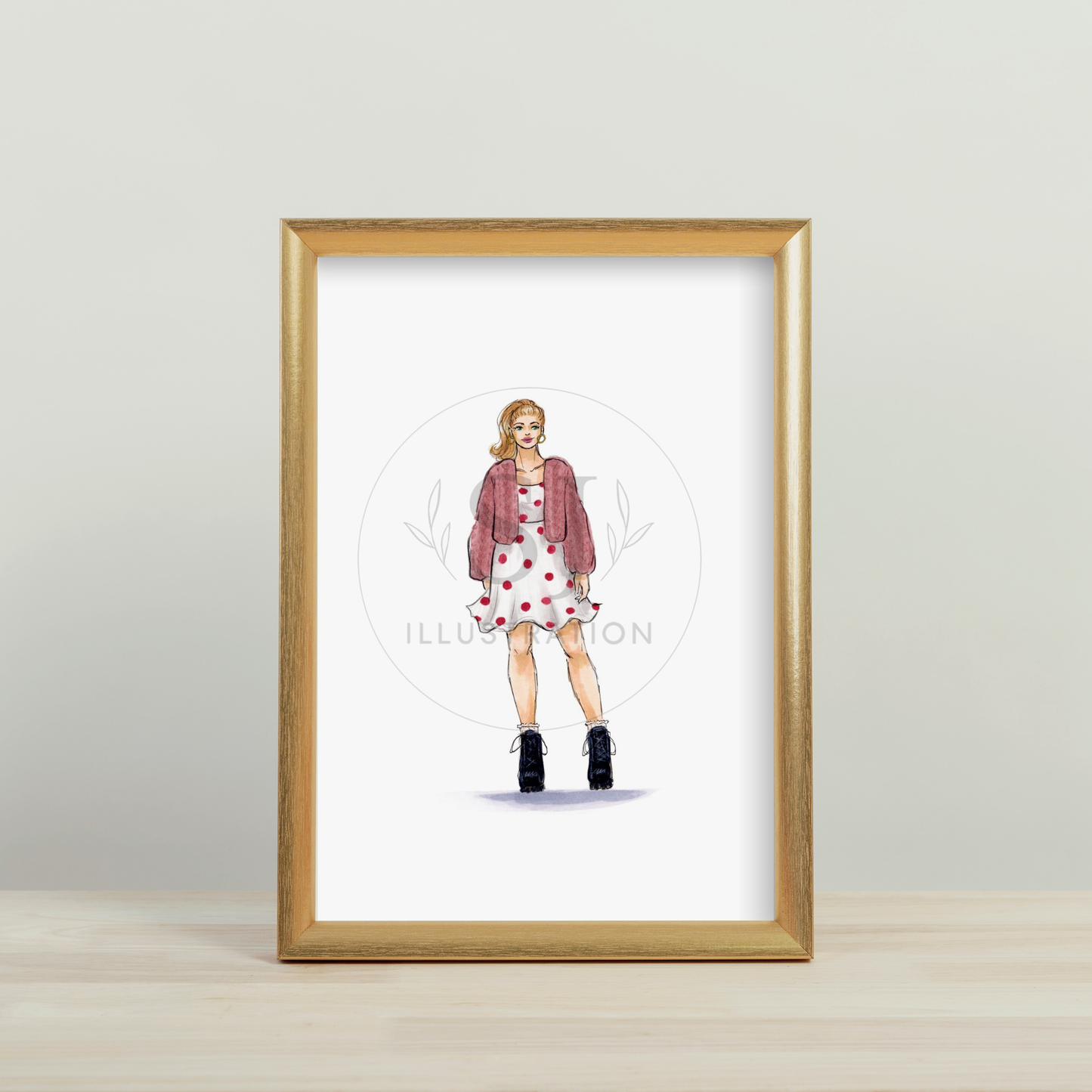 Polka Dots and Combat Boots  |  Casual Fashion Illustration (EMBELLISHED PRINT)