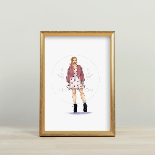 Polka Dots and Combat Boots  |  Casual Fashion Illustration (EMBELLISHED PRINT)