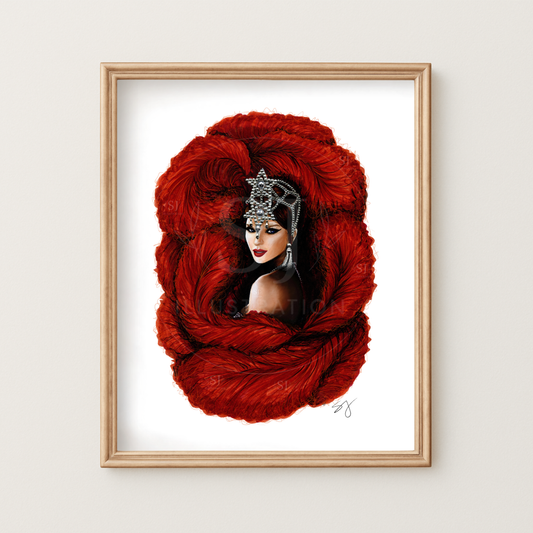 Portrait of a Showgirl  |  Album Inspired Portrait Illustration (EMBELLISHED PRINT)