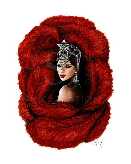 Portrait of a Showgirl  |  Album Inspired Portrait Illustration (PRINT)
