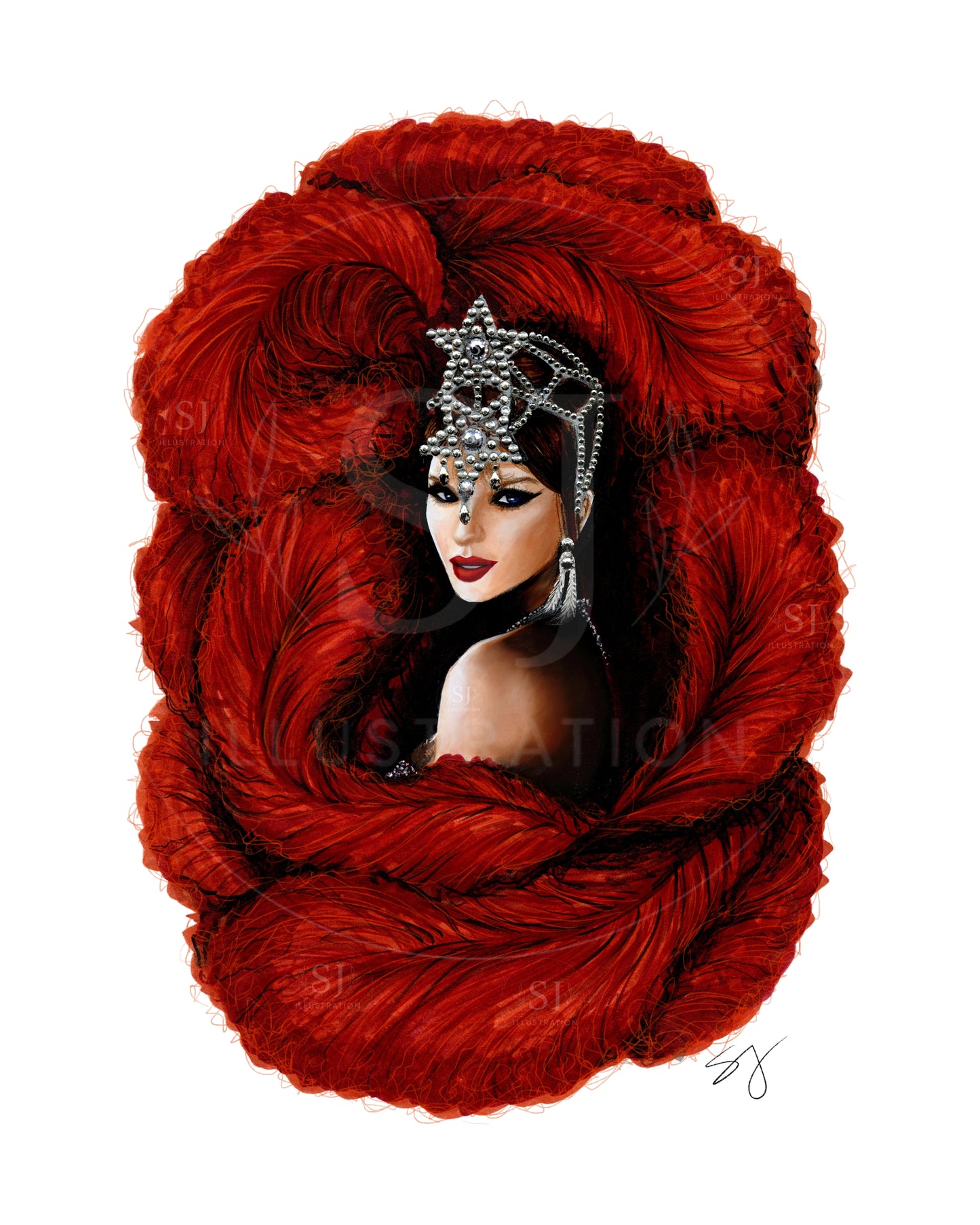 Portrait of a Showgirl  |  Album Inspired Portrait Illustration (EMBELLISHED PRINT)