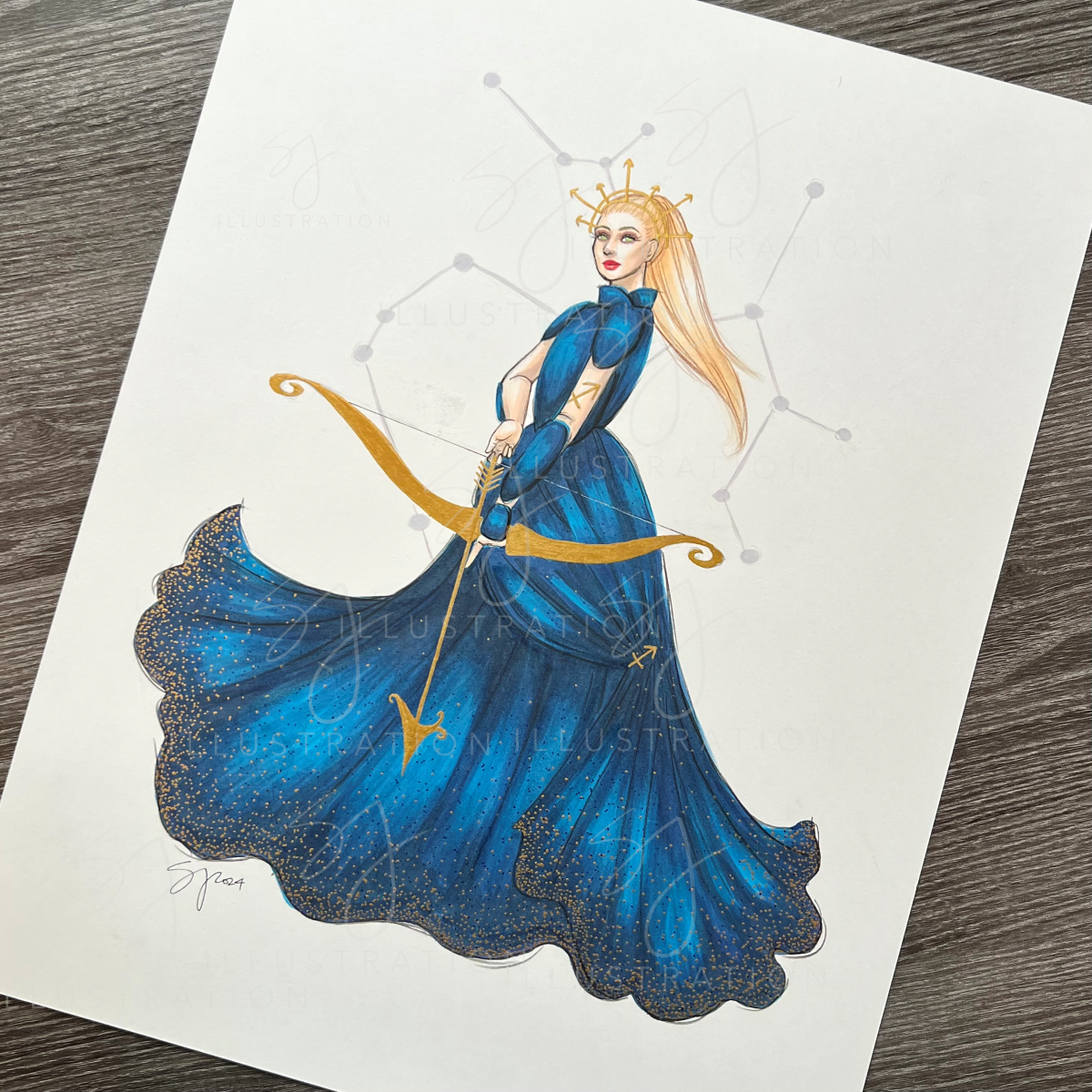 Sagittarius (Version 2)  |  Zodiac Fashion Illustration (ORIGINAL)