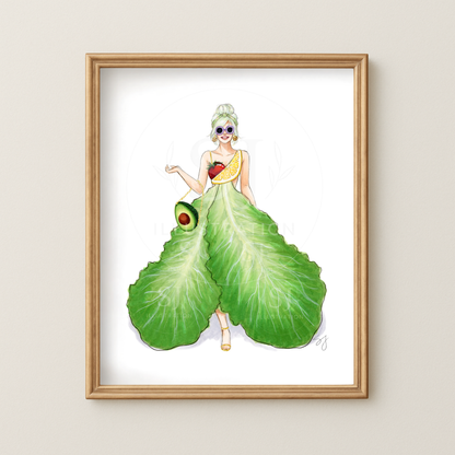 Fresh Salad Dress  |  Whimsical Fun Fashion Illustration (ART PRINT)