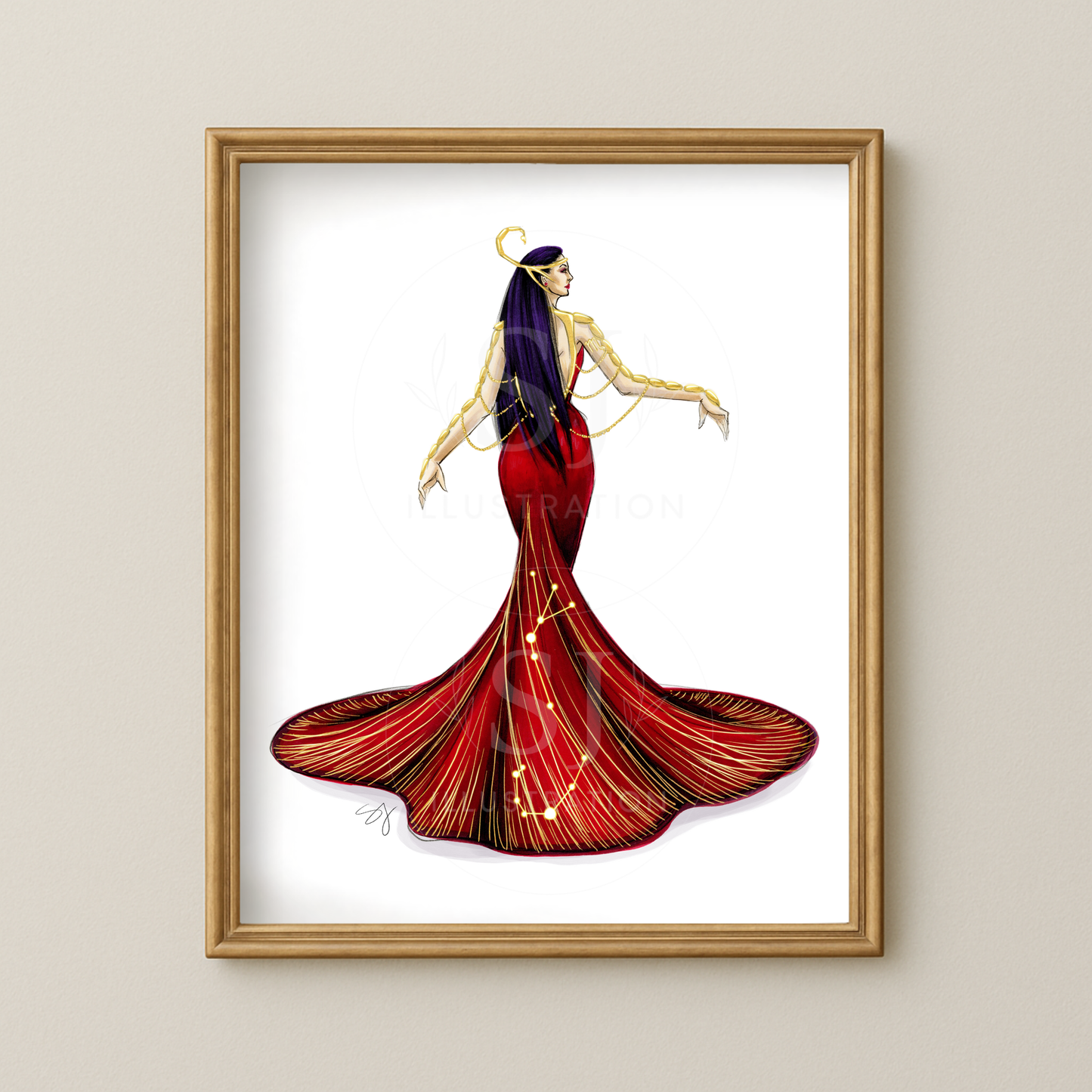 Scorpio (series 1)  |  Zodiac Fashion Illustration (ART PRINT)