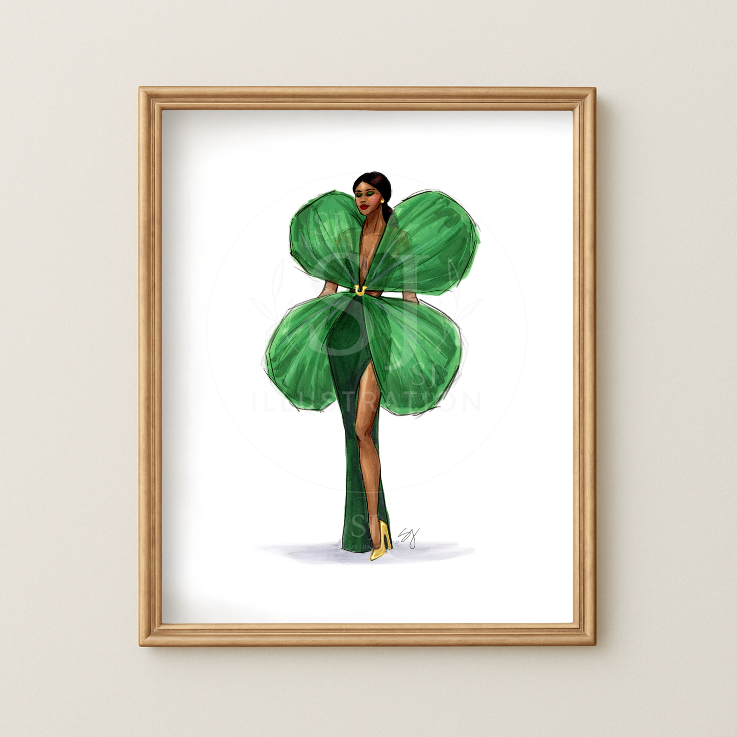 Shamrock Dress  |  Fun St. Patrick's Day Fashion Illustration (ART PRINT)