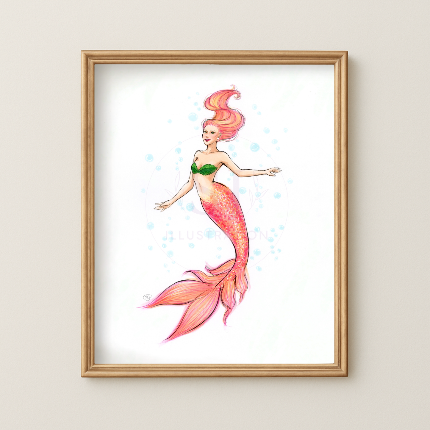 Sherbet Mermaid  |  Mermaid Illustration (PRINT)