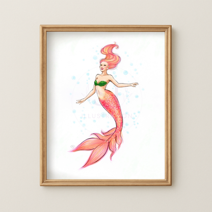 Sherbet Mermaid  |  Mermaid Illustration (PRINT)