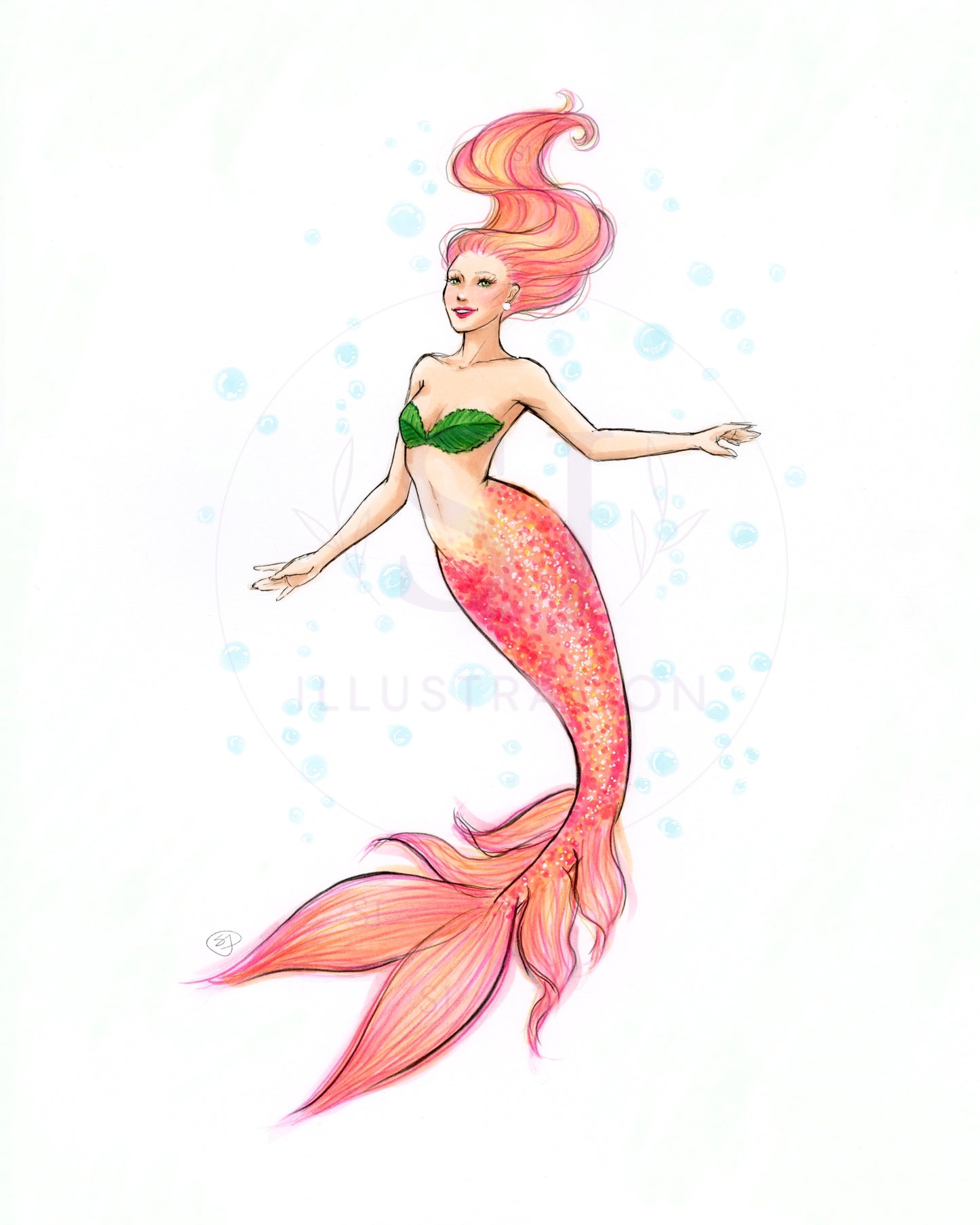Sherbet Mermaid  |  Mermaid Illustration (PRINT)