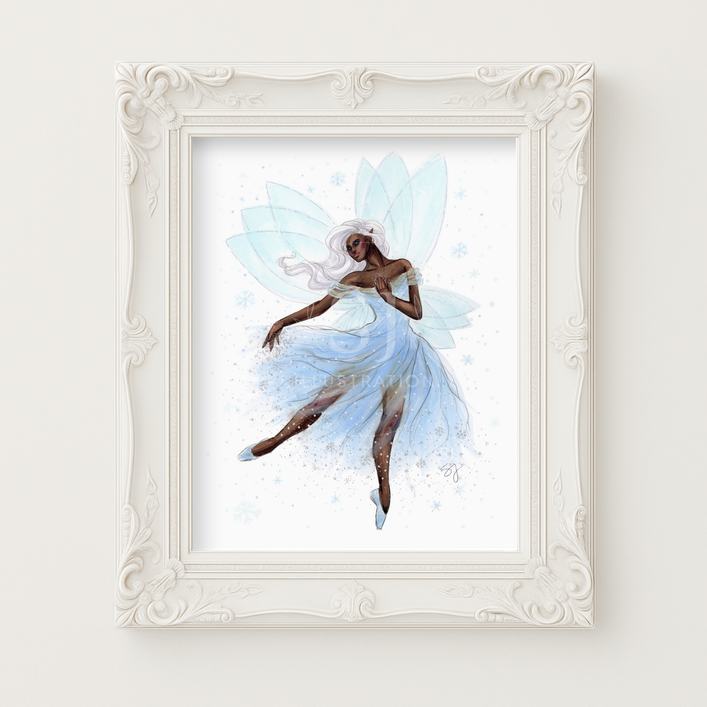 Snow Fairy  |  Magical Winter Fairy Illustration (EMBELLISHED PRINT)