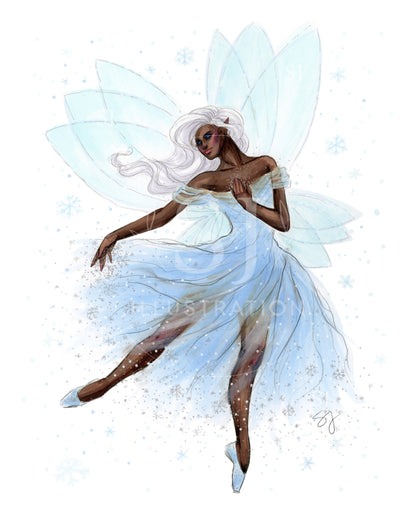 Snow Fairy  |  Magical Winter Fairy Illustration (EMBELLISHED PRINT)