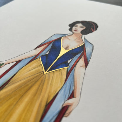 Snow White Reimagined  |  Fairytale Princess Fashion Illustration (ORIGINAL)
