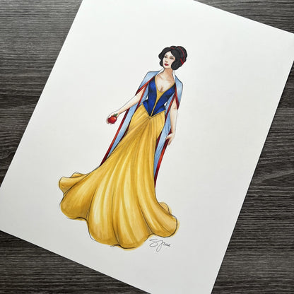 Snow White Reimagined  |  Fairytale Princess Fashion Illustration (ORIGINAL)