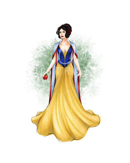White as Snow  |  Fairytale Princess Fashion Illustration (EMBELLISHED PRINT)