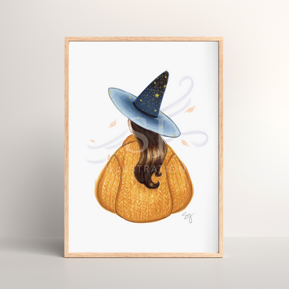 Star Brrright (Cozy Witch Series)  |  Cozy Witch Illustration (EMBELLISHED PRINT)