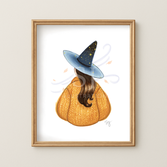 Star Brrright (Cozy Witch Series)  |  Cozy Witch Illustration (EMBELLISHED PRINT)