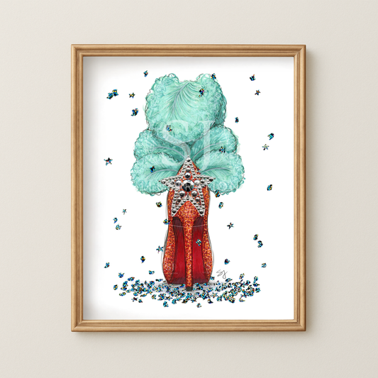 Step Into A New Era  |  Showgirl Album Inspired Stiletto Illustration (EMBELLISHED PRINT)