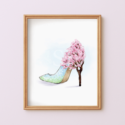 Step Into Spring (Cherry Blossom Heel)  |  Whimsical Stiletto Fashion Illustration (ART PRINT)