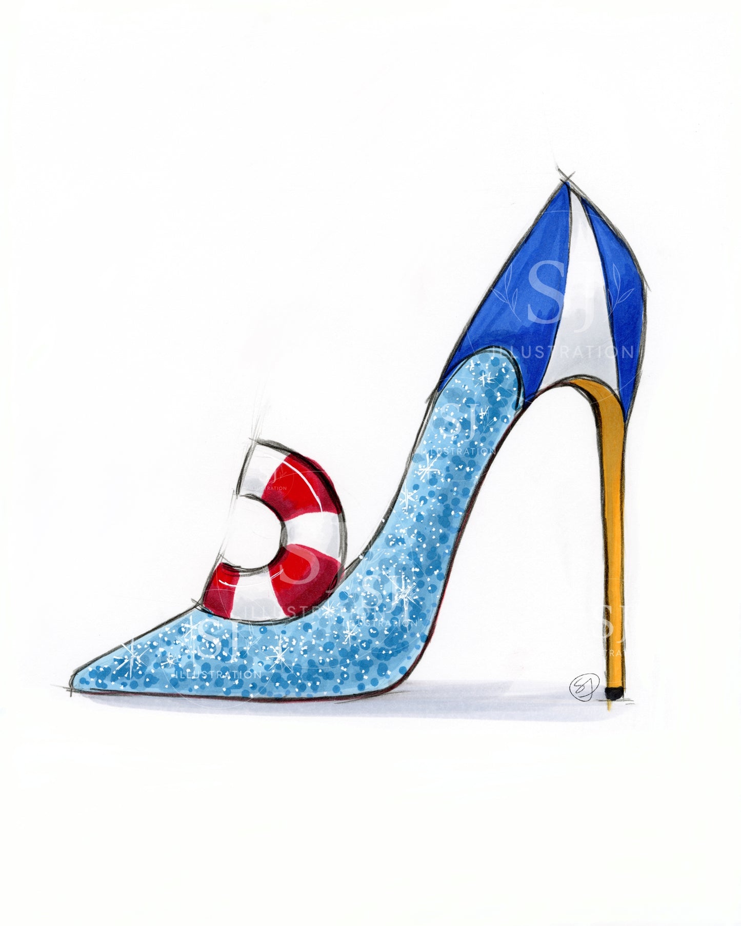 Step Into Summer (Beachy Heel) | Whimsical Stiletto Fashion Illustration (PRINT)