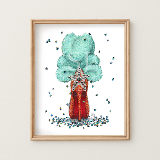 Step Into A New Era  |  Showgirl Album Inspired Stiletto Illustration (EMBELLISHED PRINT)