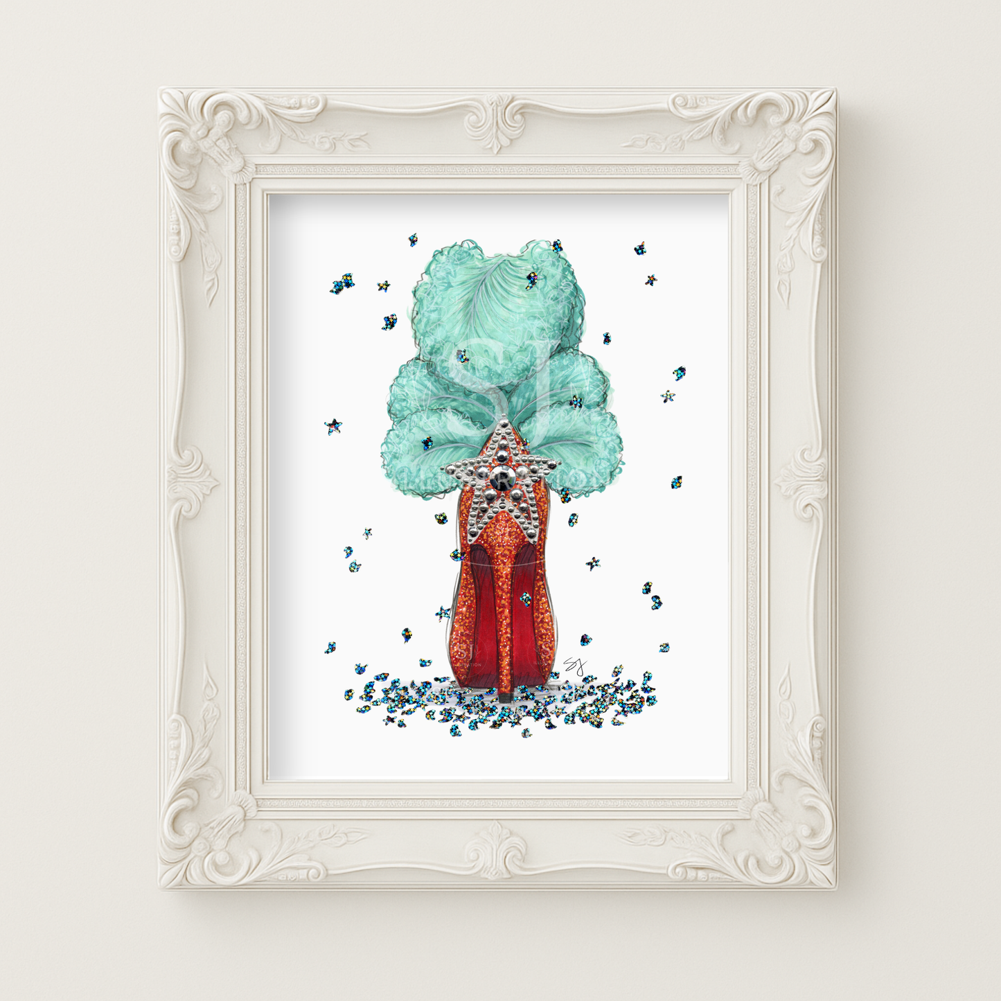 Step Into A New Era  |  Showgirl Album Inspired Stiletto Illustration (EMBELLISHED PRINT)