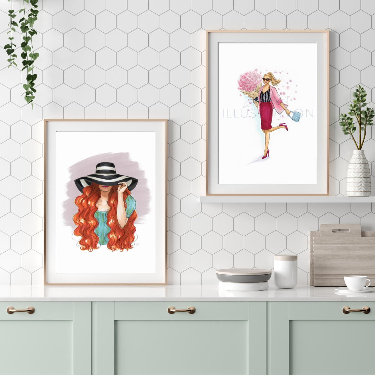 Striped Sun Hat  |  Fashion Illustration (ART PRINT)