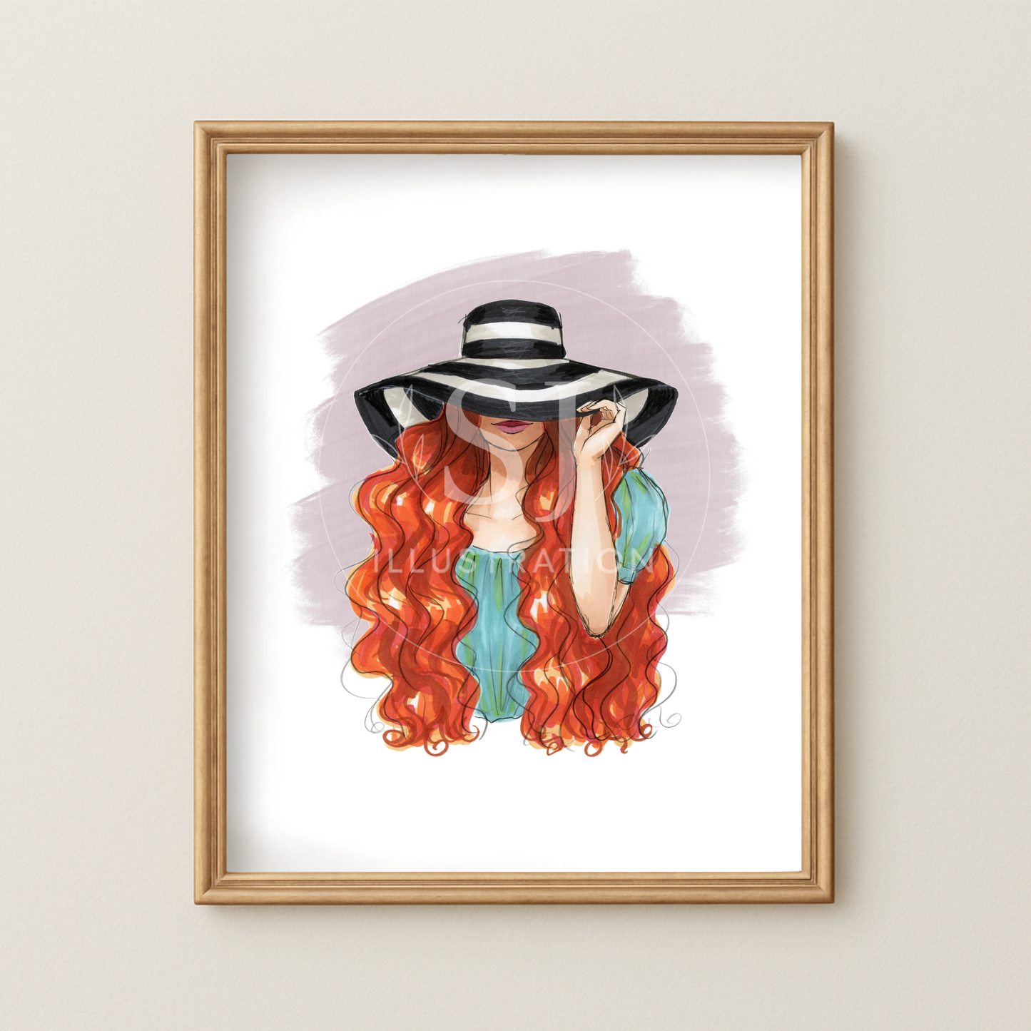 Striped Sun Hat  |  Fashion Illustration (ART PRINT)
