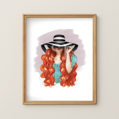 Striped Sun Hat  |  Fashion Illustration (ART PRINT)