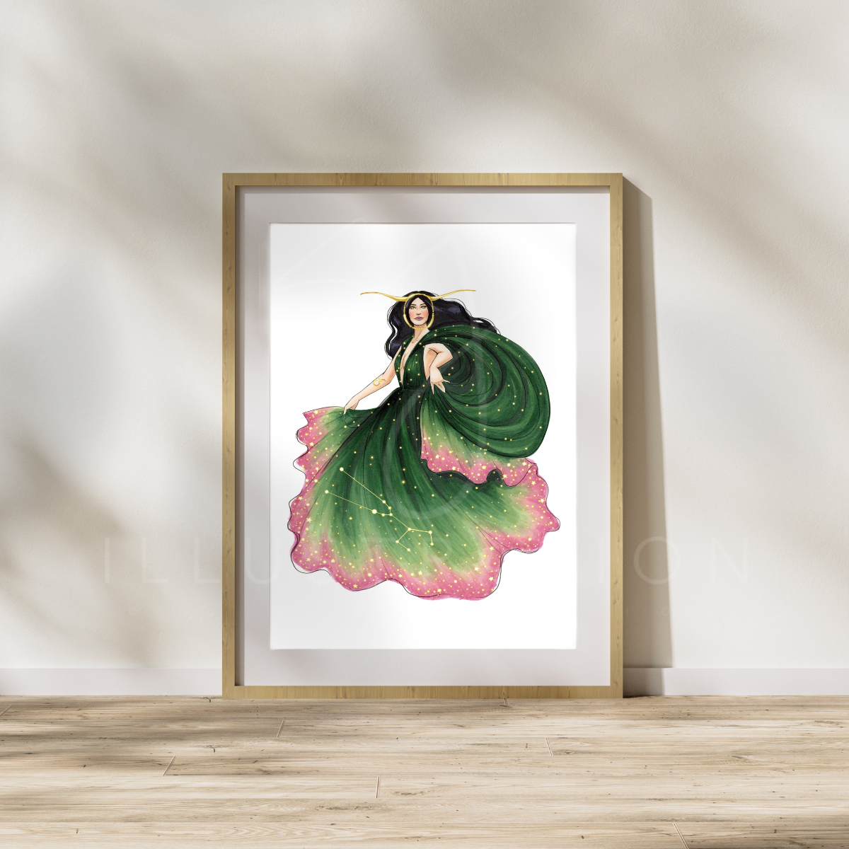 Taurus (series 1)  |  Zodiac Fashion Illustration (ART PRINT)