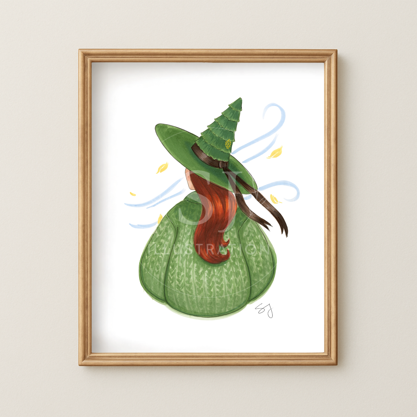 Cozy Witch Series: Timbrrr  |  Cottagecore Witch Illustration (EMBELLISHED PRINT)