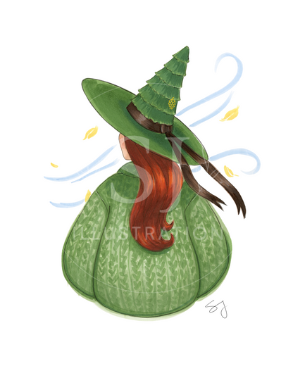 Timbrrr (Cozy Witch Series)  |  Cozy Witch Illustration (EMBELLISHED PRINT)