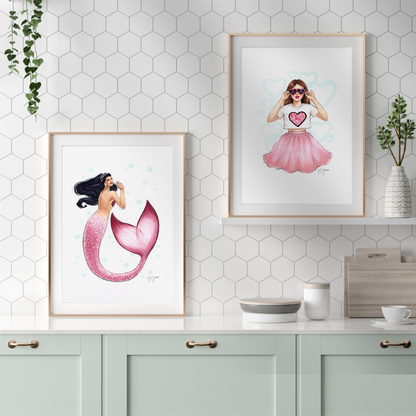 Hearts of the Ocean  |  Whimsical Mermaid Illustration (ART PRINT)