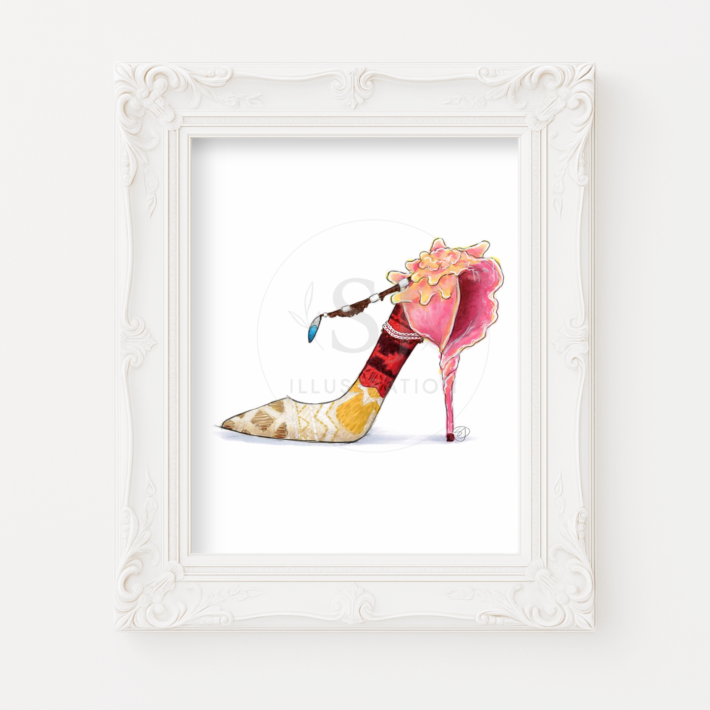 Where Sky Meets Sea  |  Character Inspired Stiletto Fashion Illustration (PRINT)